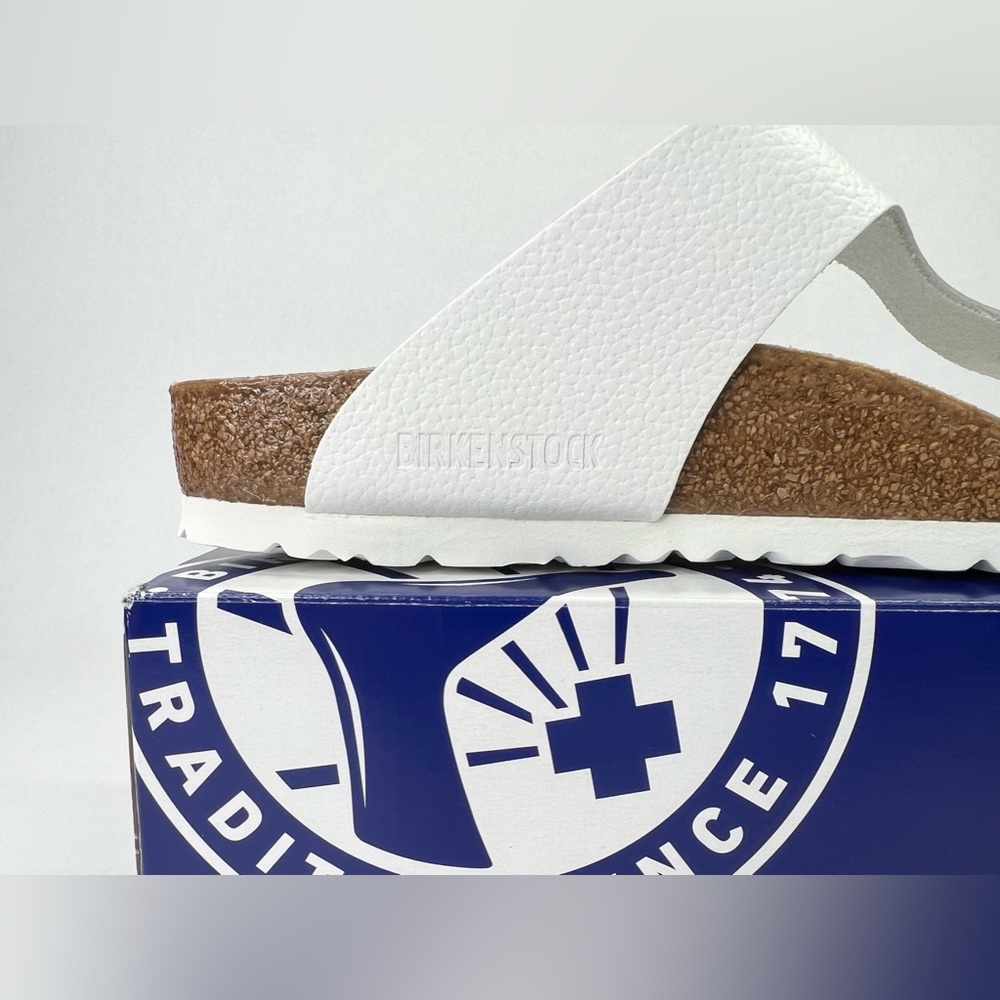 **SOLD** Birkenstock Big Buckle Gizeh White Leather 39 Regular Women 8 Men 6 - Picture 9 of 16